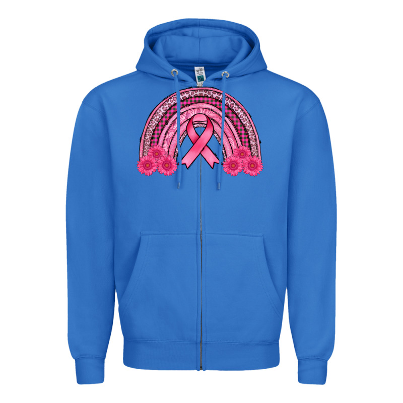 Breast Cancer Rainbow Zipper Hoodie by AdoDesignShop | Teevron