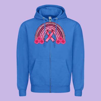 Breast Cancer Rainbow Zipper Hoodie Designed By Adodesignshop