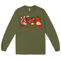 Army Green peace love strawberry Long Sleeve Tee - Artiststas