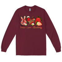 Burgundy peace love strawberry Long Sleeve Tee - Artiststas