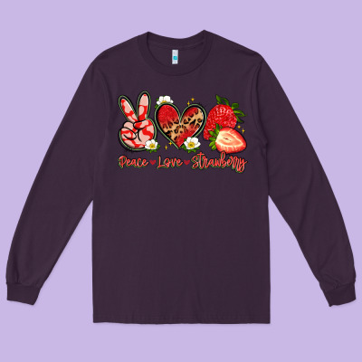Peace Love Strawberry Long Sleeve Tee Designed By Artiststas