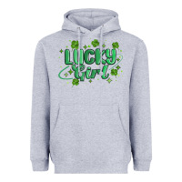 Heather Grey lucky girl Heavyweight Hoodie - MaliasSmallBusiness