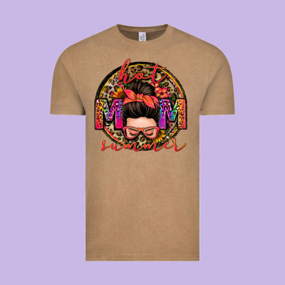 Hot Mom Summer Messy Bun Vintage Tee Designed By Zillion Design Studio