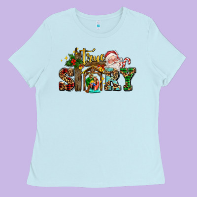 True Story Jesus And Mary Wıth Santa Ladies Tee Designed By Adodesignshop