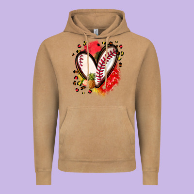 Fruits And Baseball Heart Vintage Hoodie Designed By Zillion Design Studio