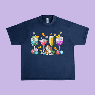 Easter Wine Glasses Easter Day Urban Heavy Tee Designed By Neo Western
