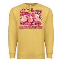 Antique Gold Happy Hallothanksmas Pigs pink Premium Sweatshirt - NancyCooperArtShop