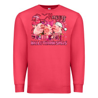 Cardinal Happy Hallothanksmas Pigs pink Premium Sweatshirt - NancyCooperArtShop