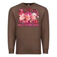 Chestnut Happy Hallothanksmas Pigs pink Premium Sweatshirt - NancyCooperArtShop