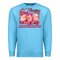 Ocean Blue Happy Hallothanksmas Pigs pink Premium Sweatshirt - NancyCooperArtShop