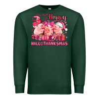 Sports Green Happy Hallothanksmas Pigs pink Premium Sweatshirt - NancyCooperArtShop