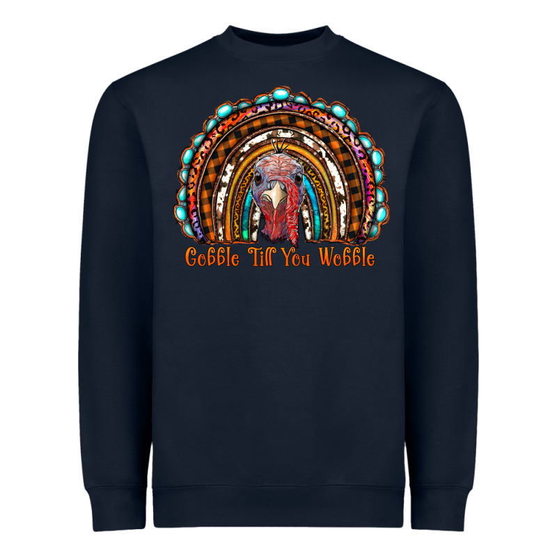 Gobble Till You Wobble Thanksgiving Rainbow Heavyweight Sweatshirt by RanaPortraitStore | Teevron