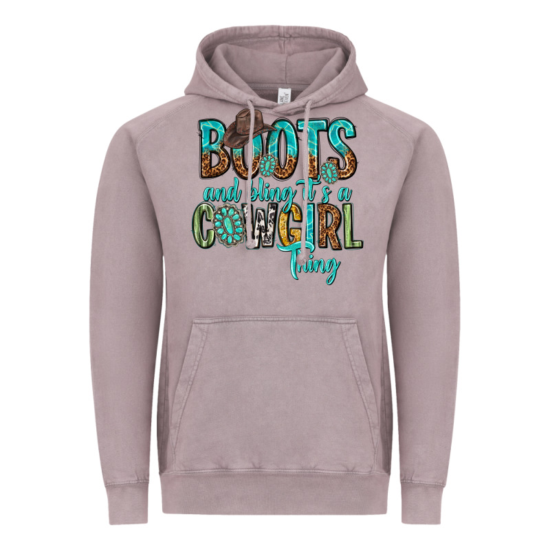 Boots And Bling Its A Cowgirl Thing Vintage Hoodie by texasbilliewilder | Teevron