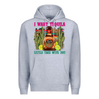Heather Grey i want tequila little time with you Premium Hoodie - LillyAllenDesigns