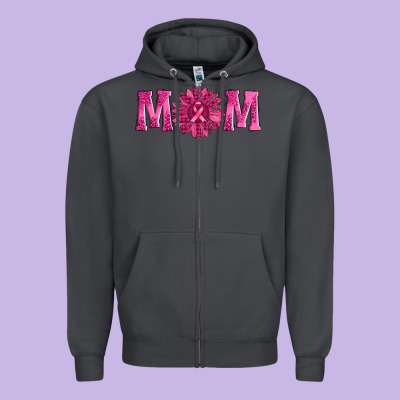 Breast Cancer Mom Sunflower Zipper Hoodie Designed By Adodesignshop