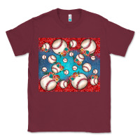 Burgundy baseball paisley and jean pattern Classic Tee - JahusDesignShop