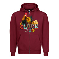 Burgundy cluck it coop animals hen and chick aztec serape leopard Zipper Hoodie - Artiststas