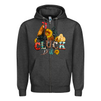 Charcoal Heather cluck it coop animals hen and chick aztec serape leopard Zipper Hoodie - Artiststas