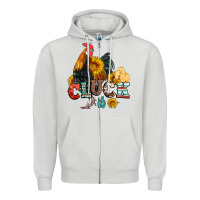 Dove Grey cluck it coop animals hen and chick aztec serape leopard Zipper Hoodie - Artiststas