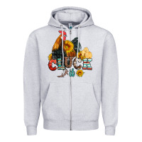 Heather Grey cluck it coop animals hen and chick aztec serape leopard Zipper Hoodie - Artiststas