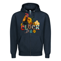 Navy cluck it coop animals hen and chick aztec serape leopard Zipper Hoodie - Artiststas