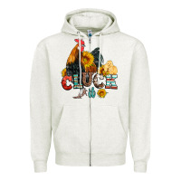 Oatmeal Heather cluck it coop animals hen and chick aztec serape leopard Zipper Hoodie - Artiststas