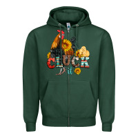 Sports Green cluck it coop animals hen and chick aztec serape leopard Zipper Hoodie - Artiststas