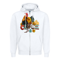 White cluck it coop animals hen and chick aztec serape leopard Zipper Hoodie - Artiststas