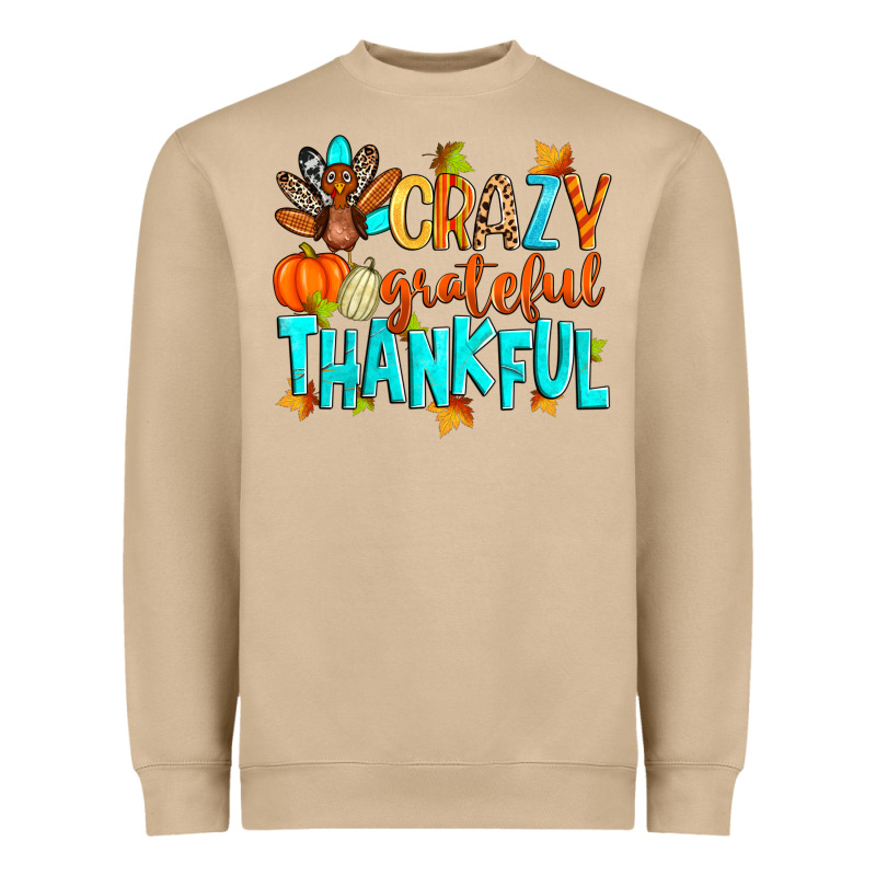 Crazy Grateful Thankful Heavyweight Sweatshirt by Zillion Design Studio | Teevron