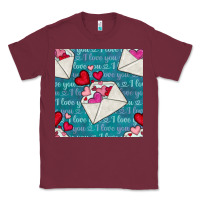 Burgundy valentines day envelope with hearts Classic Tee - BundleAndBundleShop