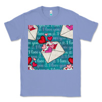 Colony Blue valentines day envelope with hearts Classic Tee - BundleAndBundleShop