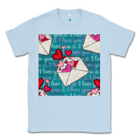 Dusty Blue valentines day envelope with hearts Classic Tee - BundleAndBundleShop