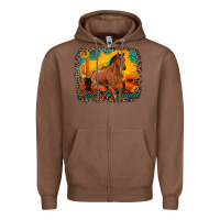 Chestnut can't be tamed horse with sunflowers turquoise gemstone western sunset Zipper Hoodie - Artiststas