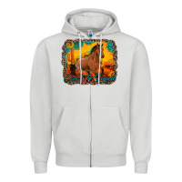 Dove Grey can't be tamed horse with sunflowers turquoise gemstone western sunset Zipper Hoodie - Artiststas
