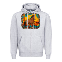 Heather Grey can't be tamed horse with sunflowers turquoise gemstone western sunset Zipper Hoodie - Artiststas
