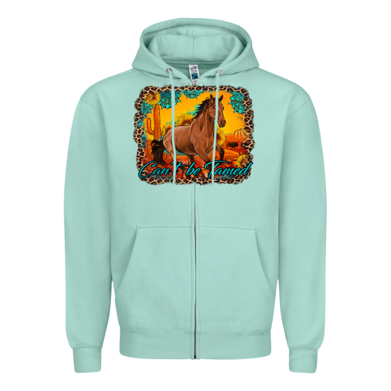 Can't Be Tamed Horse With Sunflowers Turquoise Gemstone Western Sunset Zipper Hoodie by Artiststas | Teevron
