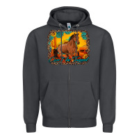 Smoke can't be tamed horse with sunflowers turquoise gemstone western sunset Zipper Hoodie - Artiststas