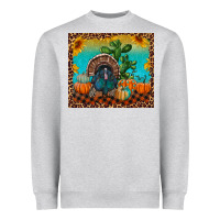 Heather Grey turkey and pumpkins Heavyweight Sweatshirt - RanaPortraitStore