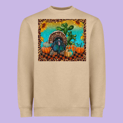 Turkey And Pumpkins Heavyweight Sweatshirt Designed By Ranaportraitstore