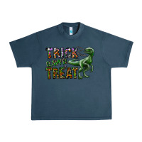 Midnight Navy Trick RAWR Treat Urban Heavy Tee - CowhideDigitalArt