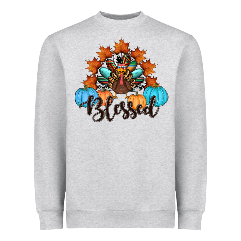 Thanksgiving Turkey Pumpkin Blessed Heavyweight Sweatshirt by RanaPortraitStore | Teevron