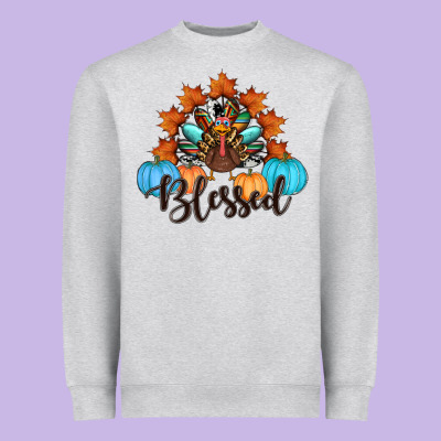 Thanksgiving Turkey Pumpkin Blessed Heavyweight Sweatshirt Designed By Ranaportraitstore