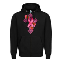 Black breast cancer cross Zipper Hoodie - AdoDesignShop