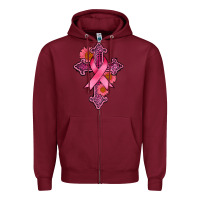 Burgundy breast cancer cross Zipper Hoodie - AdoDesignShop