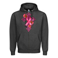 Charcoal Heather breast cancer cross Zipper Hoodie - AdoDesignShop