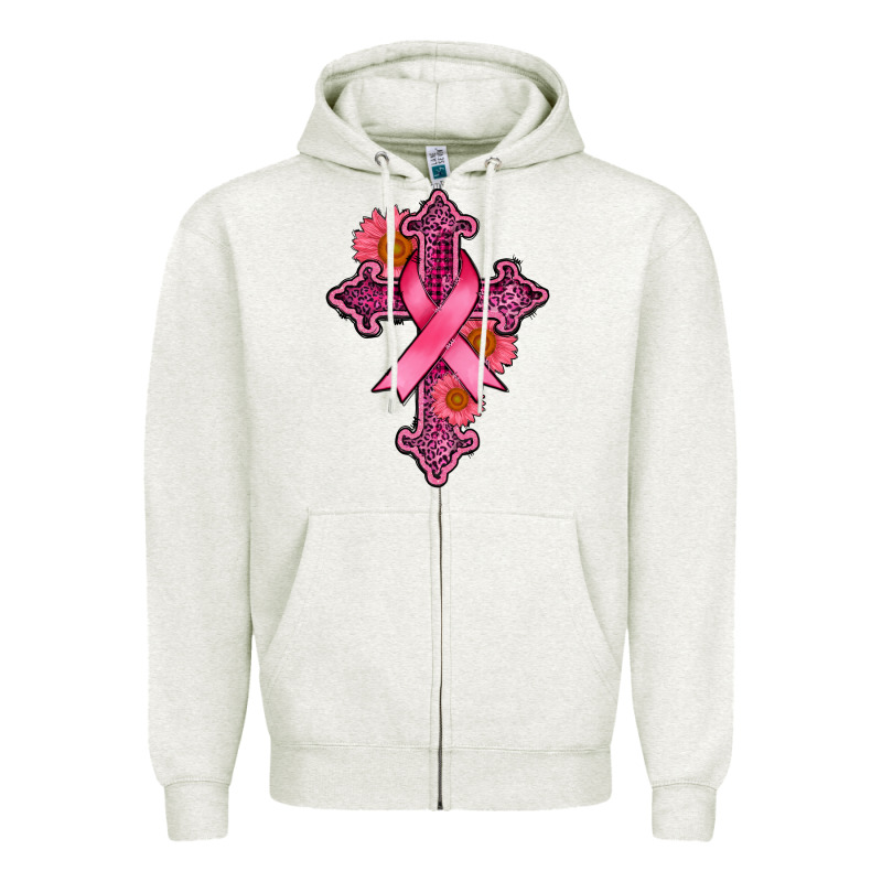 Breast Cancer Cross Zipper Hoodie by AdoDesignShop | Teevron