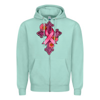 Seafoam breast cancer cross Zipper Hoodie - AdoDesignShop
