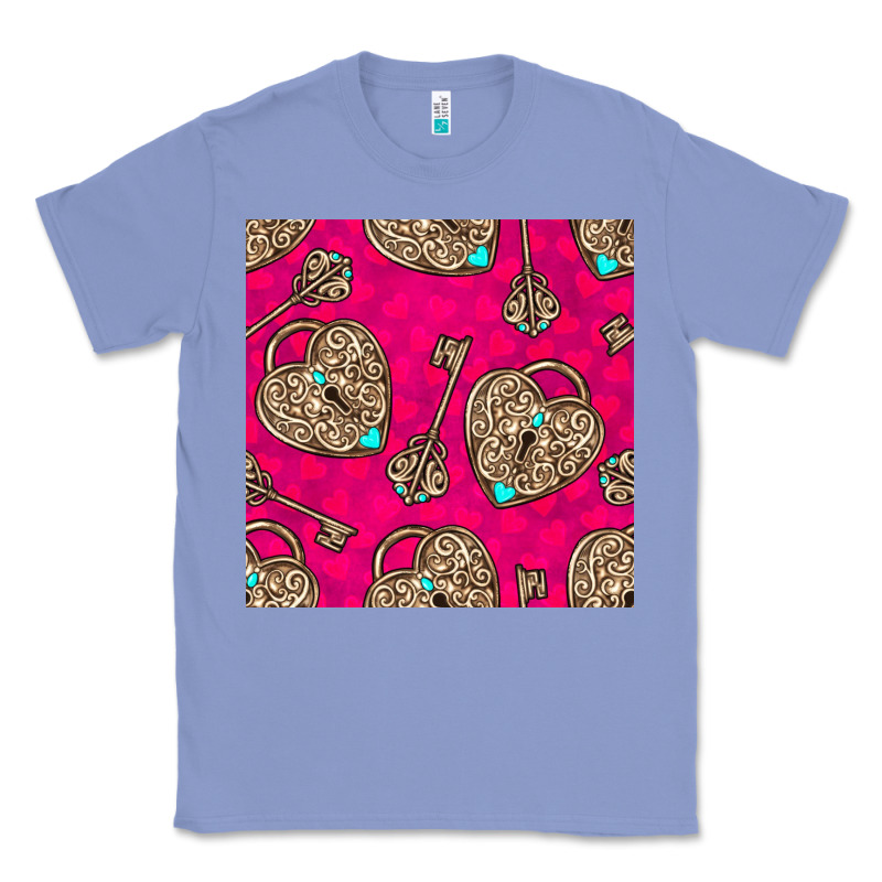 Valentines Day Lock And Key Seamless Pattern Classic Tee by BundleAndBundleShop | Teevron