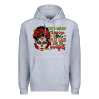 Heather Grey the most chingona thing you can be is yourself sug Premium Hoodie - LillyAllenDesigns