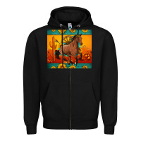 Black western sunset galloping horse sunflower Zipper Hoodie - Artiststas